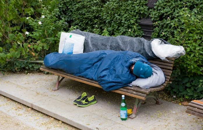 Homeless man sleeping