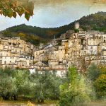 old italian villages – Pesche, artistic retro styled picture_depositphotos