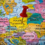 Small pin pointing on Warsaw