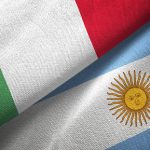 Argentina and Italy flag together realtions textile cloth fabric texture