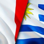 Italy and Uruguay flags. 3D Waving flag design. Italy Uruguay fl