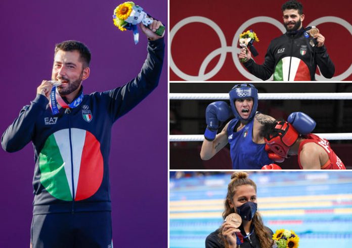 COMBO OLIMPIADI - MEDAGLIATI DI OGGI 31 LUGLIOA sinistra in verticale Mauro Nespoli, a destra in alto Antonino Pizzolato, al centro Irma Testa e in basso Simona Quadarella.