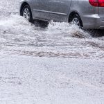Driving on flooded street