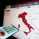 STUTTGART, GERMANY – Feb 11, 2021: Mobile phone with logo of Italian bank Banca Monte dei Paschi di Siena (BMPS) on screen with website