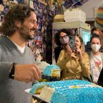 Ministro degli Esteri Argentino Santiago Cafiero visita la pasticceria Primavera di Sorrento di Antonio Cafiero, suo lontano parente, al termine del G20. Sorrento, 12 ottobre 2021