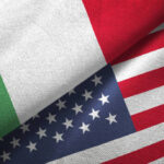 United States and Italy flag together realtions textile cloth fabric texture