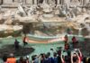 Eco-vandali versano liquido nero nella fontana di Trevi: insulti dai turisti