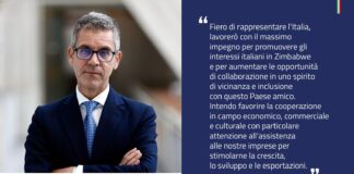 Giuseppe Giacalone è il nuovo Ambasciatore d’Italia in Zimbabwe